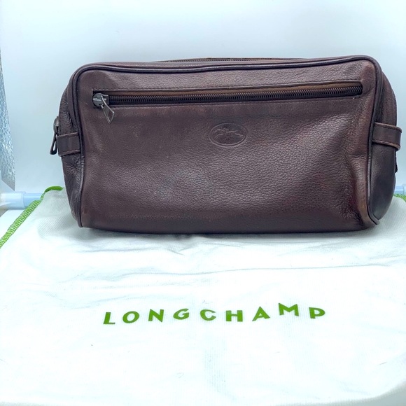 Longchamp Other - LONGCHAMP vintage brown leather toiletry bag